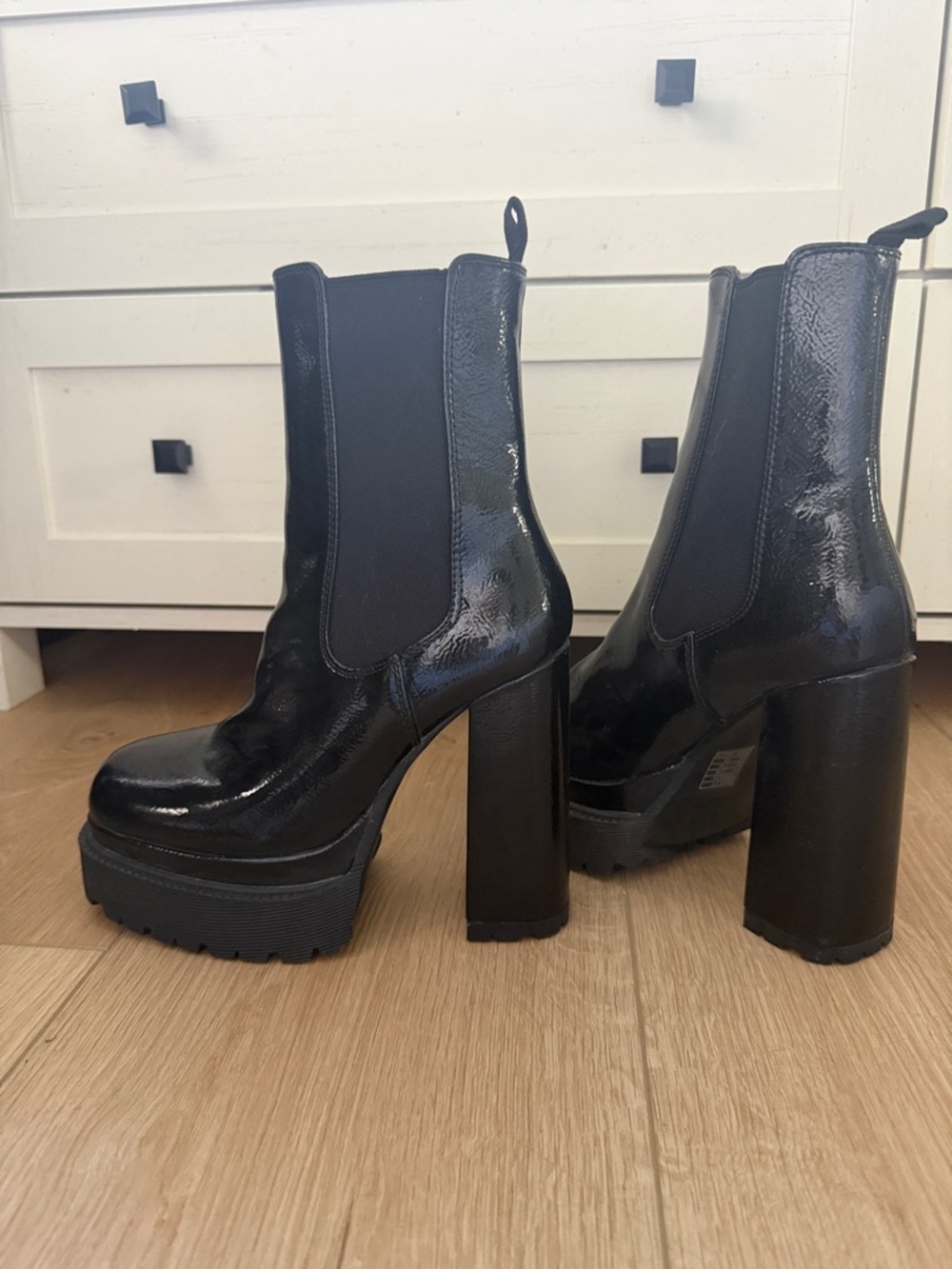Black Patent Platform Chelsea Boots - Women's